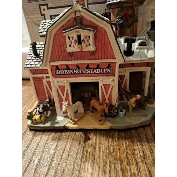 Lemax Robinson Stable Porcelain Light-Up Christmas Holiday Village Building 2008 - Picture 2 of 11